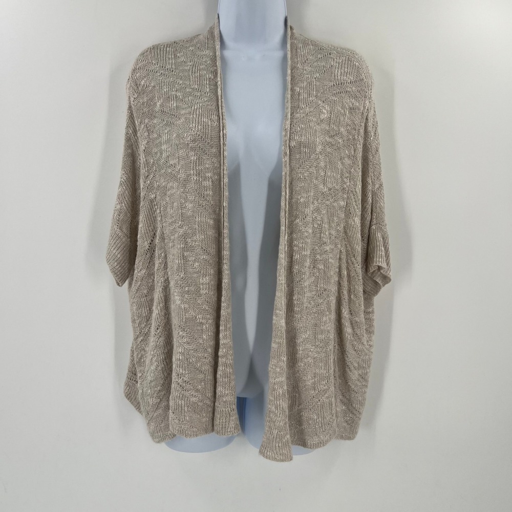 EILEEN FISHER XS Open Knit Sweater Linen Blend Cardigan Boho Lagenlook
